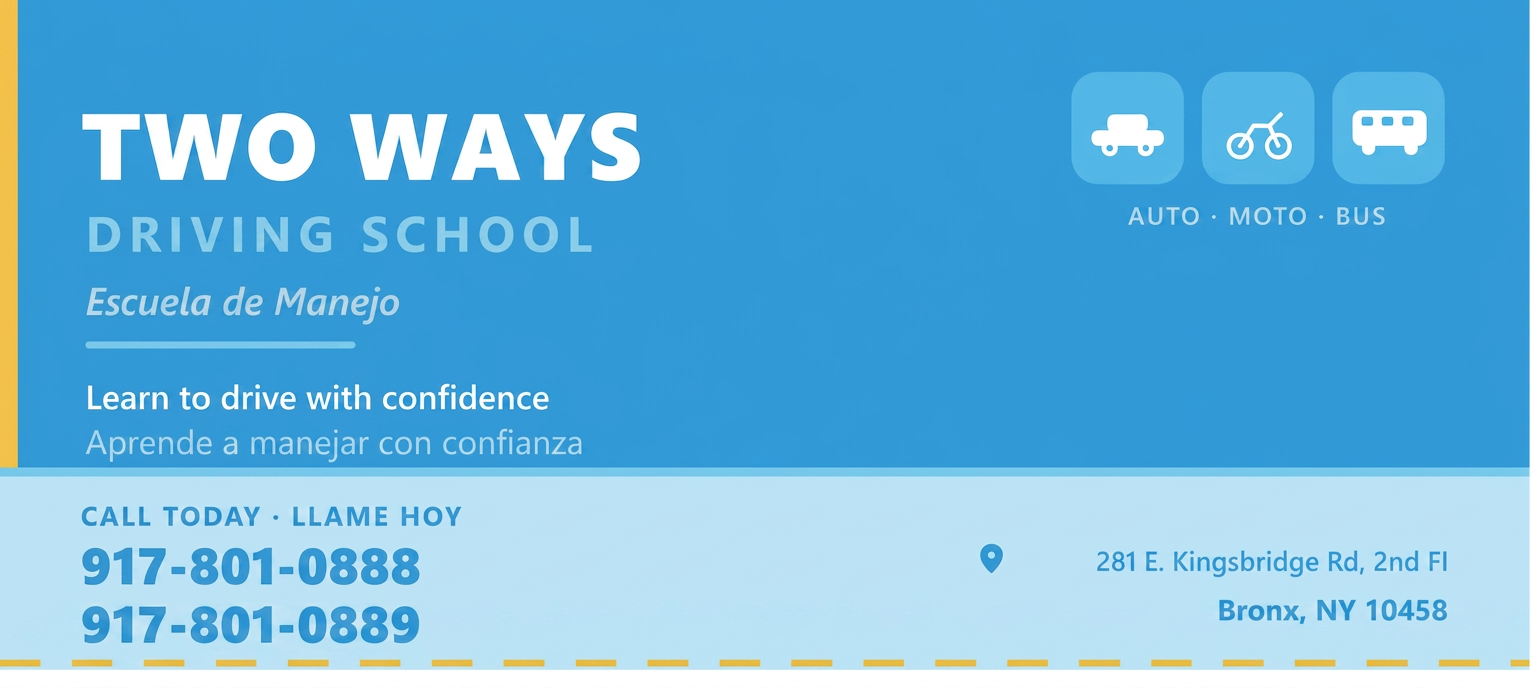 Two Ways Driving School — Auto, Moto, Bus